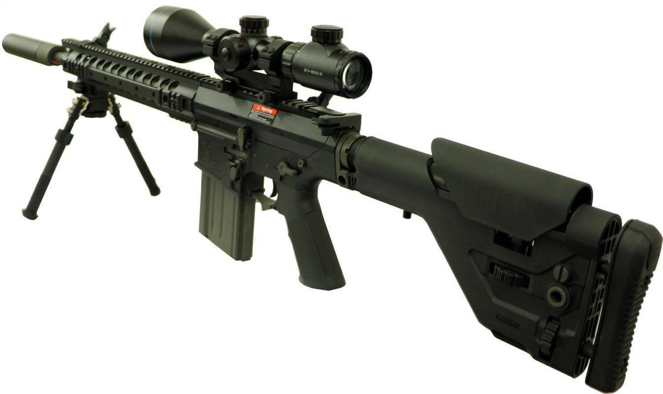 Rifle de Airsoft DMR Ares Kit SR25 M110 + Bipé + Silenciador